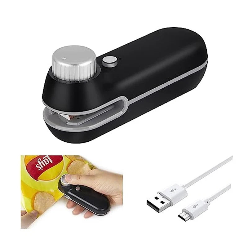 2 in 1 USB Rechargeable Mini Bag Sealer Sealing with Cutter
